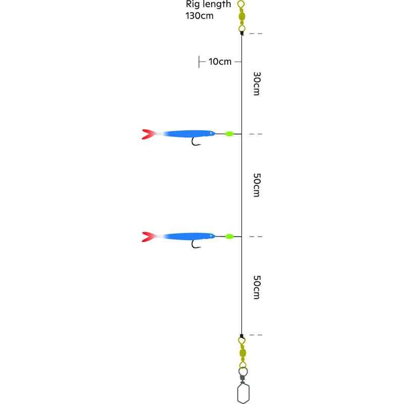 Sabiki Soft Tail UV - Ophænger rig til torsk