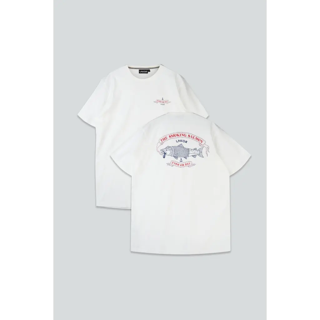 The Smoking Salmon T-shirt Star White LAKOR